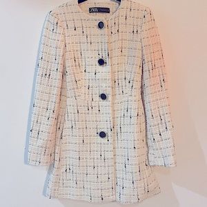 Zara tweed long jacket blazer XS